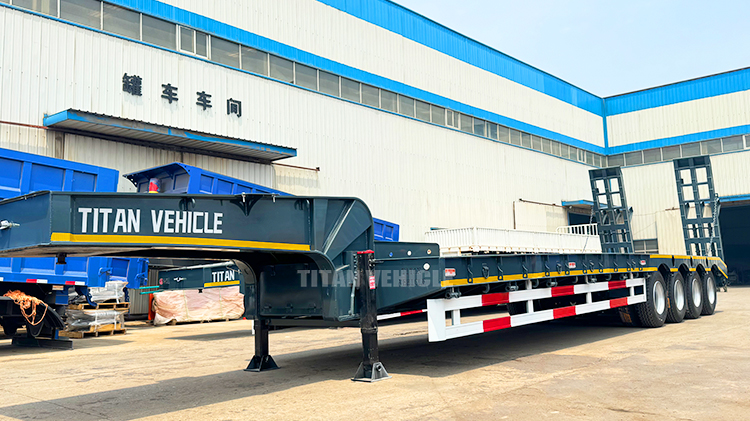 TITAN 4 Axle 100 Ton Lowbed Semi Trailer Low Bed Truck Trailer Loader for Sale
