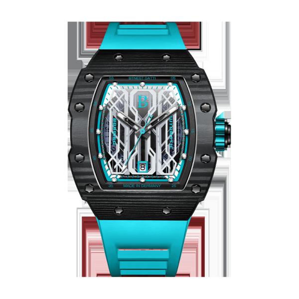 Men'S Fashion Casual Silicone Wrist Watch Sapphire Glass Automatic Mechanical