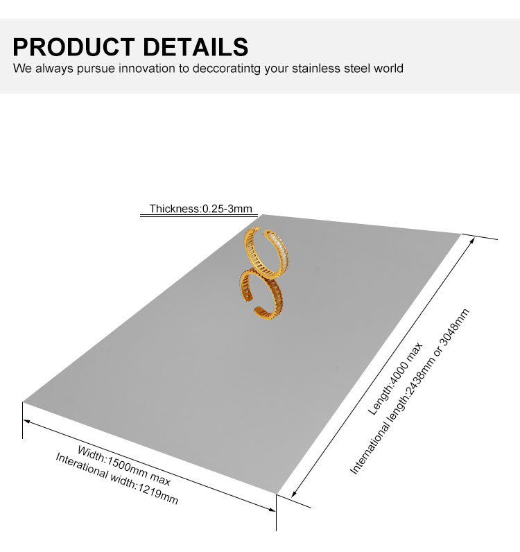 Surface Pvd Decorative Stainless Steel Sheet Cold Rolled Hairline 8K Finish