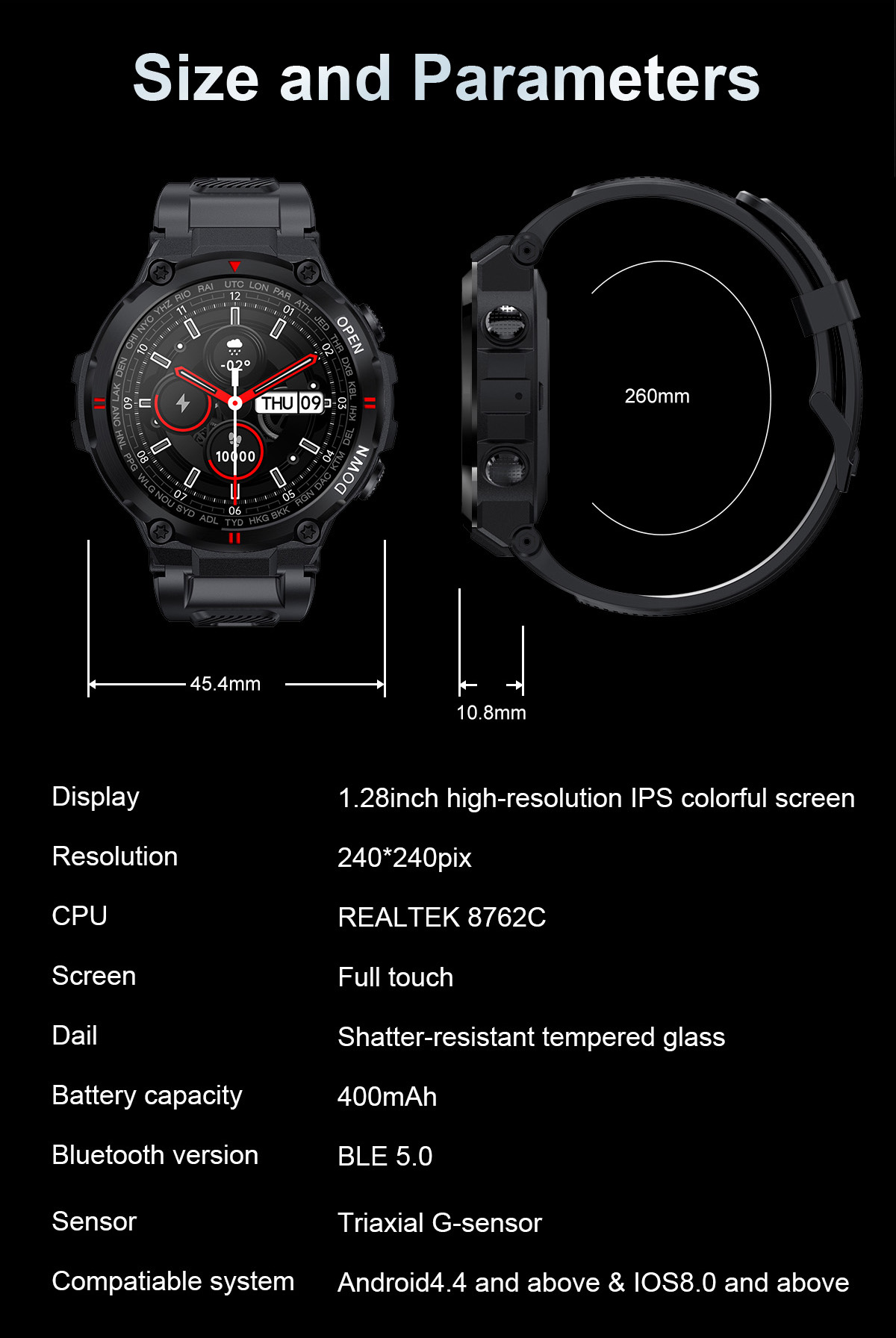 K32 Smartwatch 400mAh Blood PressureSuper Long Standby Time