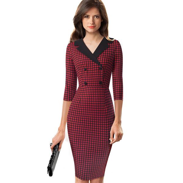 Formal Bodycon Womens Casual Dresses Long Sleeve MIDI Pencil Dress Custom
