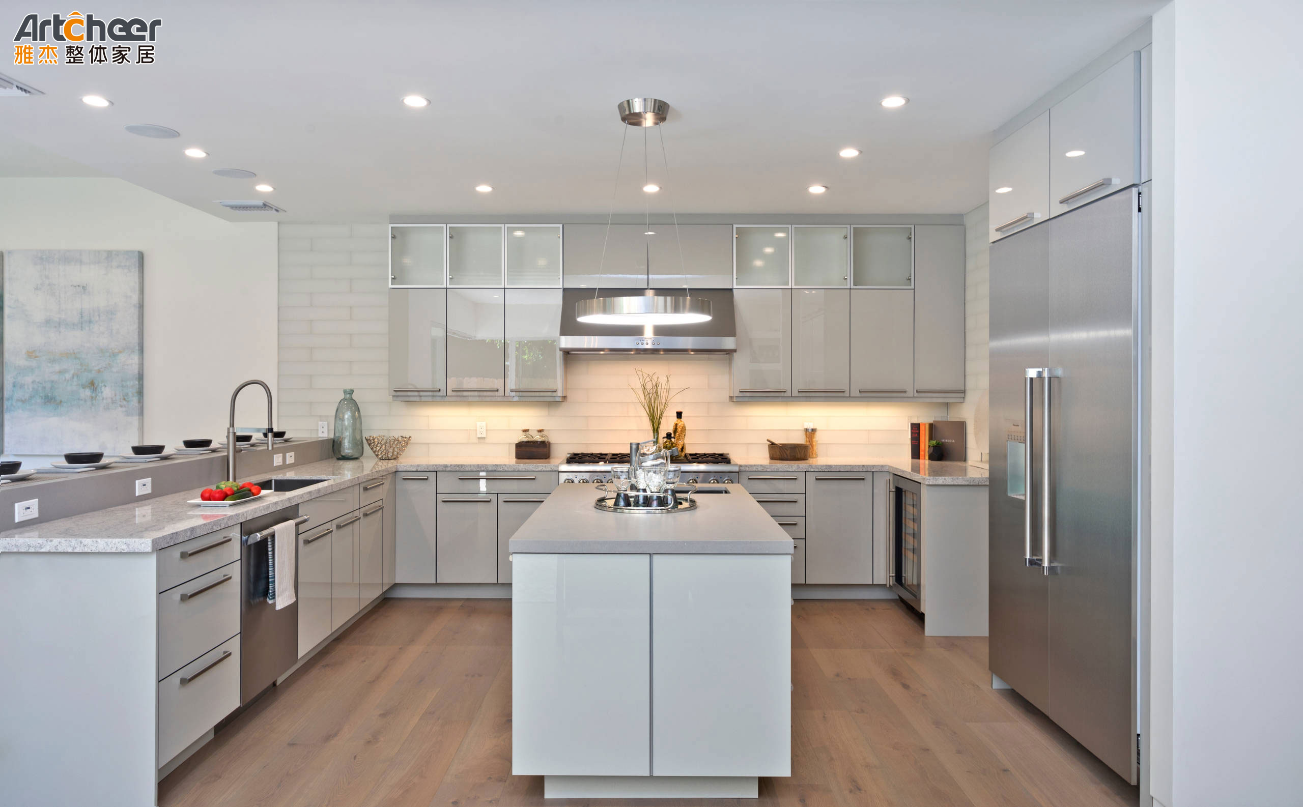 Antique Luxury Solid Wood Kitchen Cabinets In Modern Style U Shaped Kitchen Units