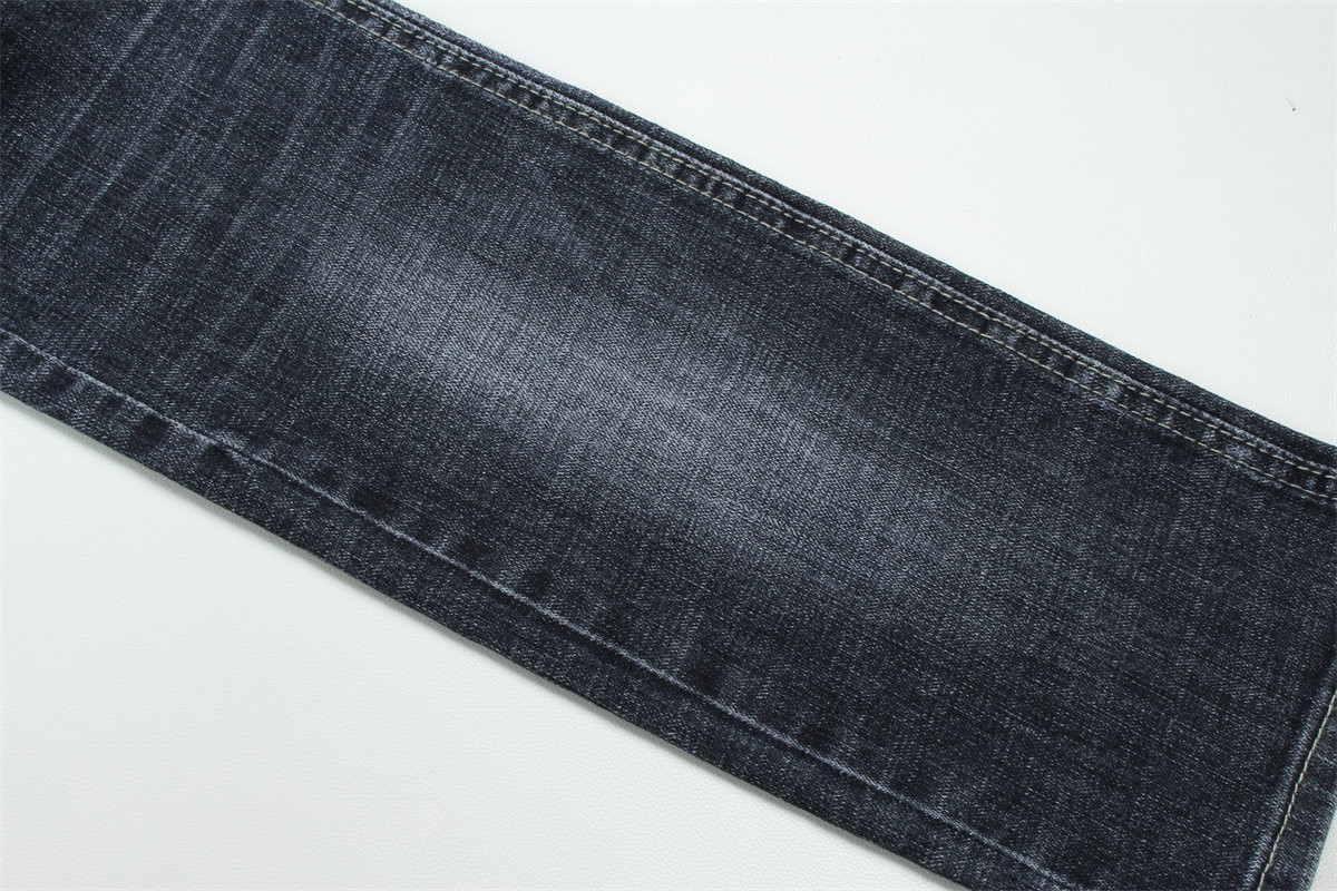 Dark Blue Grey Crosshatch Slub Cotton Spandex Denim Fabric For Jeans
