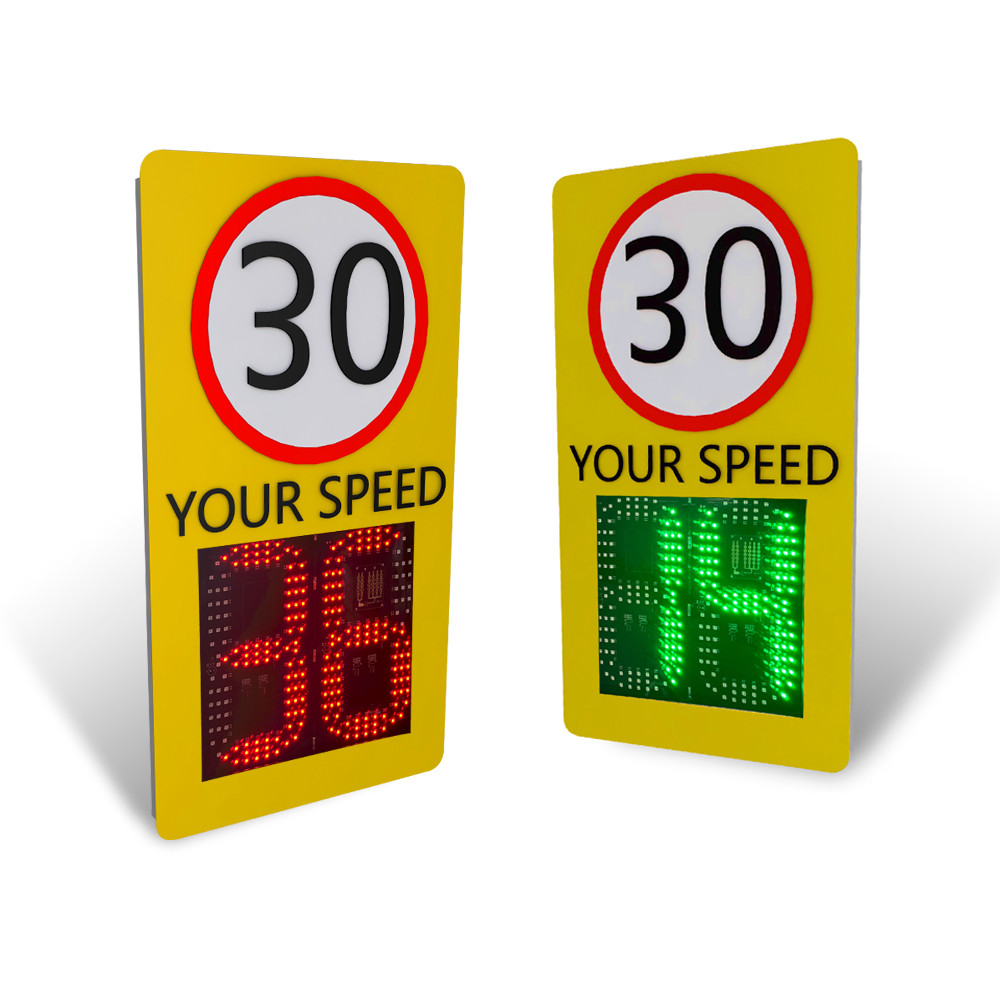 Detection Distance Over 150 Meters Solar Speed Sign with 433 Wireless Communication