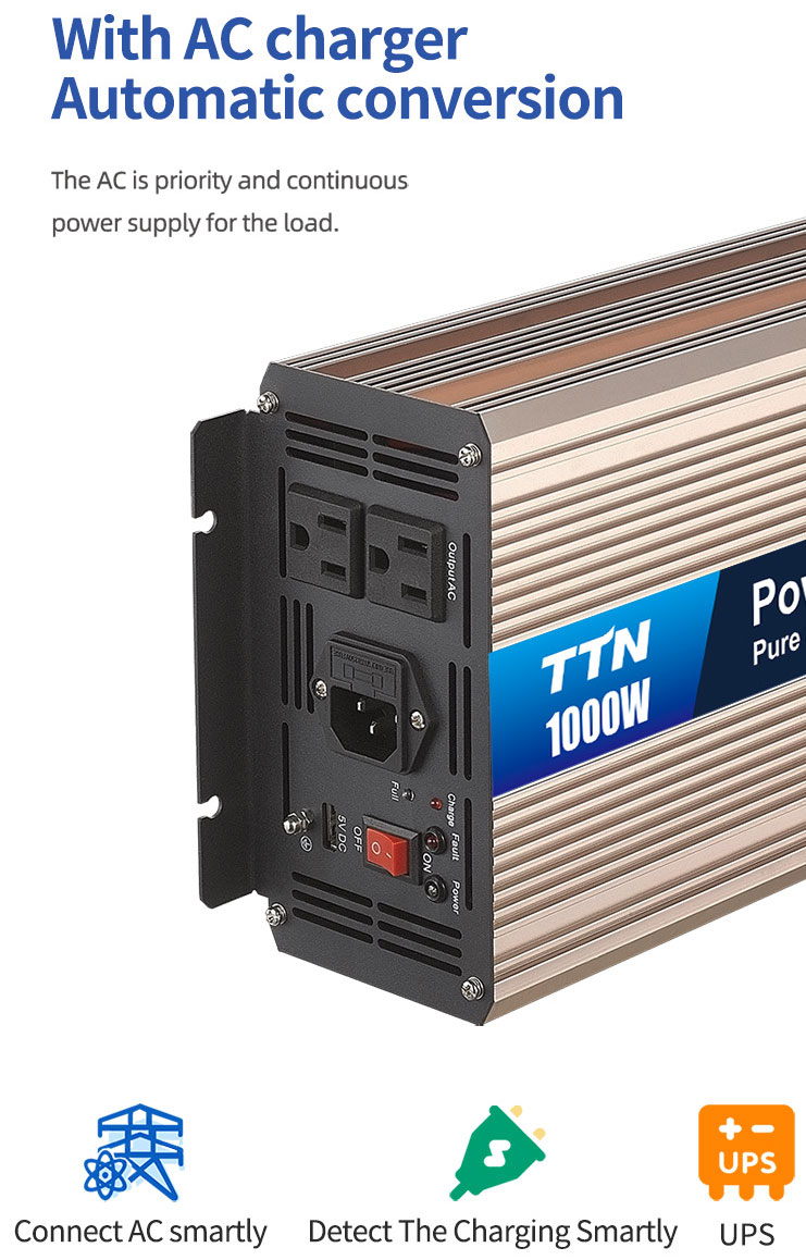 12v 24v DC To AC 110v 220v Power Inverter With AC Charger 500W 1000W 2000W
