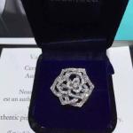 Piaget brand jewelry Rose ring in 18K white gold set with 143 brilliant-cut