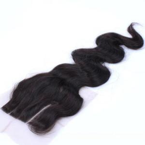 Quality Unproducssed Peruvian Hair 3 Part Natural Color Body Wave 4*4 Lace Closure wholesale