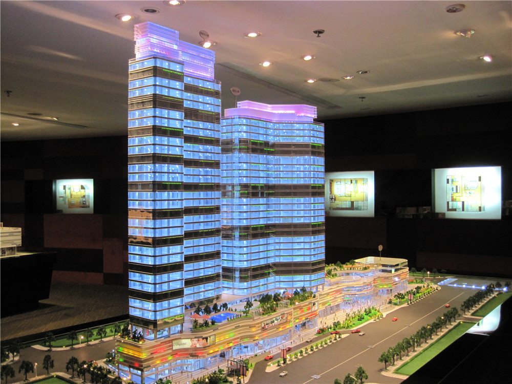 Commercial Miniature Building Models Required Scale Size Warm LED Light