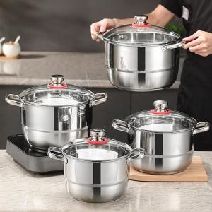 Quality Factory Direct Sale Kitchen 8 Pcs Cooking Pots Cookware Sets Stainless Steel Soup Pot Set Cooking Pot Sets wholesale