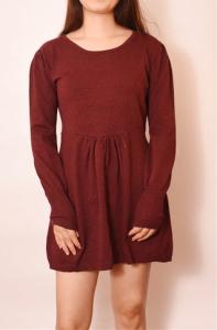 Quality Autumn Winter Sweeter Ladies Dress Clothing Red Wine 100% Acrylic Bubble Skirt Dress wholesale