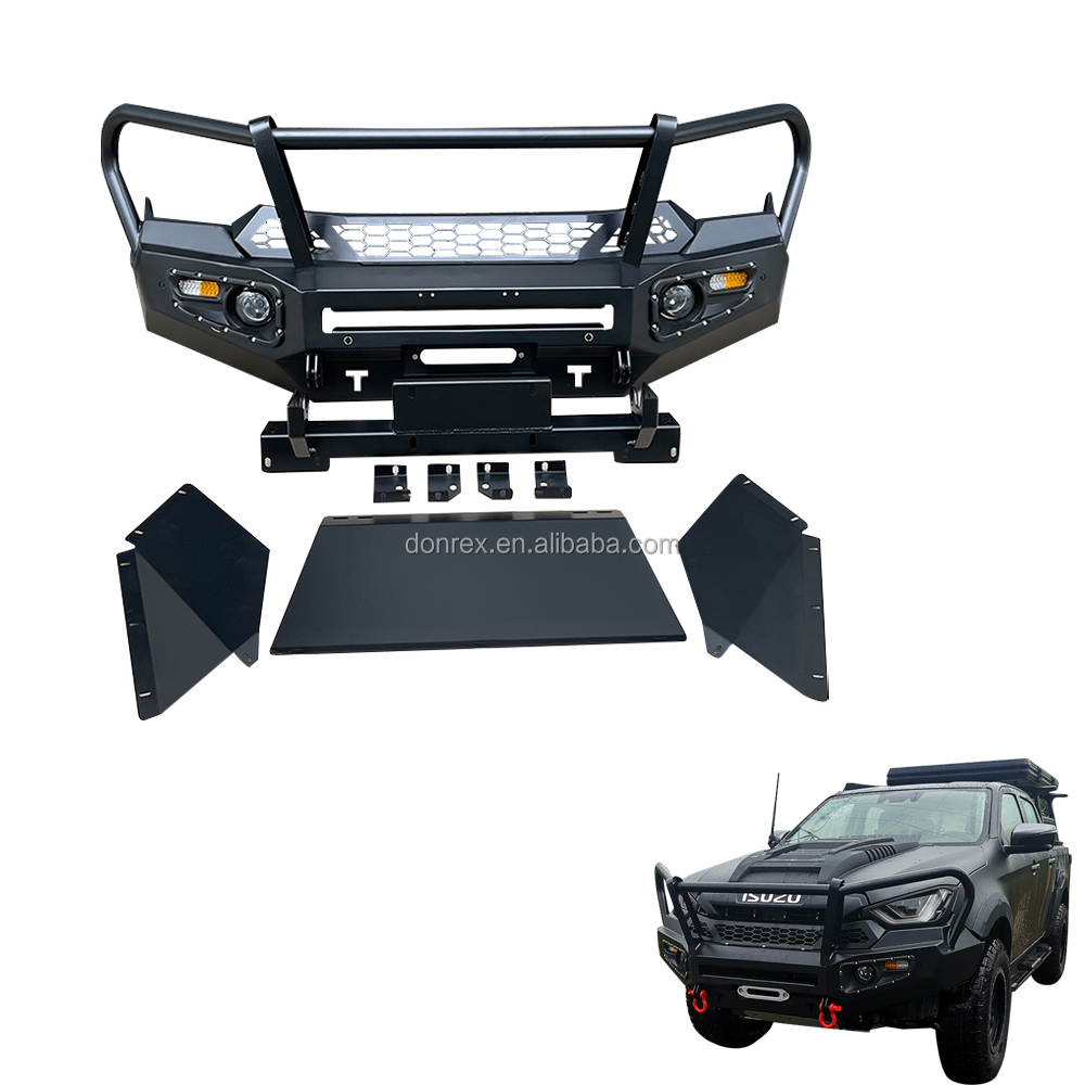 Install Original Car Hole Off Road Steel Heavy Duty Winch Bumper Guard for ISUZU Dmax