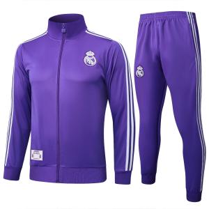 Quality Real Madrid Purple Long Sleeved Football Training Suit Team Style Support wholesale