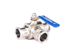Quality 2 Inch 3 Ball Stainless Steel Sanitary Valves L Type With Clamp Weld Thread Connection wholesale