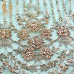 Fashion George Embroidery Lace Fabrics Green Mesh Handmade 20% Polyeter
