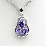 Fashion Silver Jewelry Amethyst Cubic Zircon Three Stones Pendant (PSJ0385)