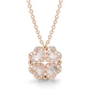 Quality 4 Clover 18K Gold Diamond Necklace 14.5mm 1.08 CT Womens wholesale