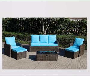 Quality 2 Seater Patio Rattan Sofa Set Wicker Sectional Sofa Storage Coffee Table wholesale