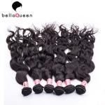 Double Drawn Natural Black Water Wave Hair Extensions Without Chemical