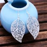 Sterling 925 Silver Leaves Design Dangle Earrings (XH057216W)