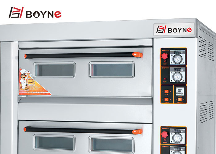 Commercial Gas Deck Oven Stainless Steel Double Deck Four Trays Bread Baking Oven
