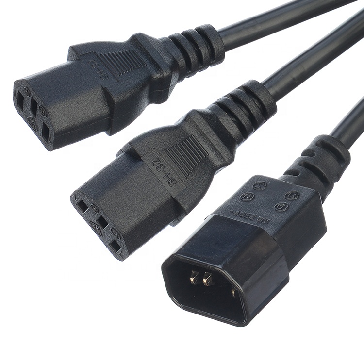 6-10A/250V Current/Voltage Rate IEC 320 C14 Male to 2*C13 Female Y Type Splitter Power Cord with C13 C14 Extension Cable