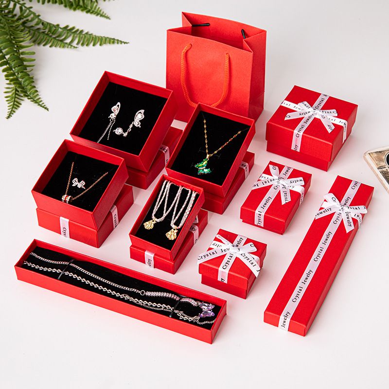 Recycled Materials Custom Luxury Valentine's Day Jewelry Gift Packaging Box With Bow