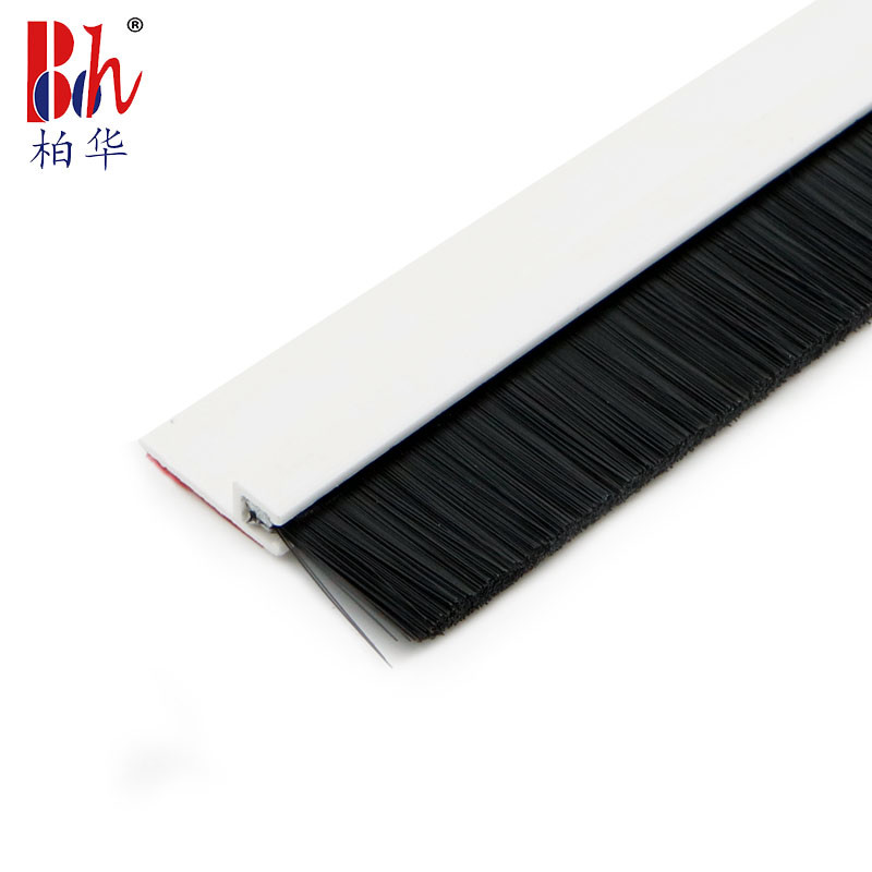 Self Adhesive Door Bottom Seal Strip White PVC With PP Brush