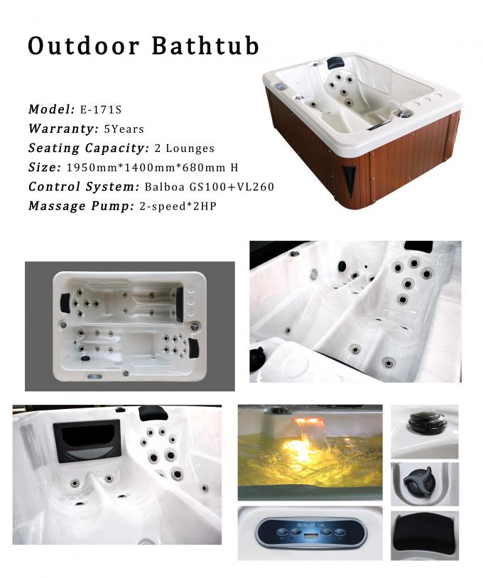 Backyard Swim SPA With 2 Lounges Outdoor Spa Pools For Family 2 Person Massage Bathtubs With Air Jets
