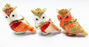 Quality Top sale bird shaped metal jewelry box owl enamel trinket boxes wholesale