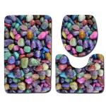 Stone Printed 3 Pc Bath Rug Set 45*75cm Toilet Seat Cover Rug