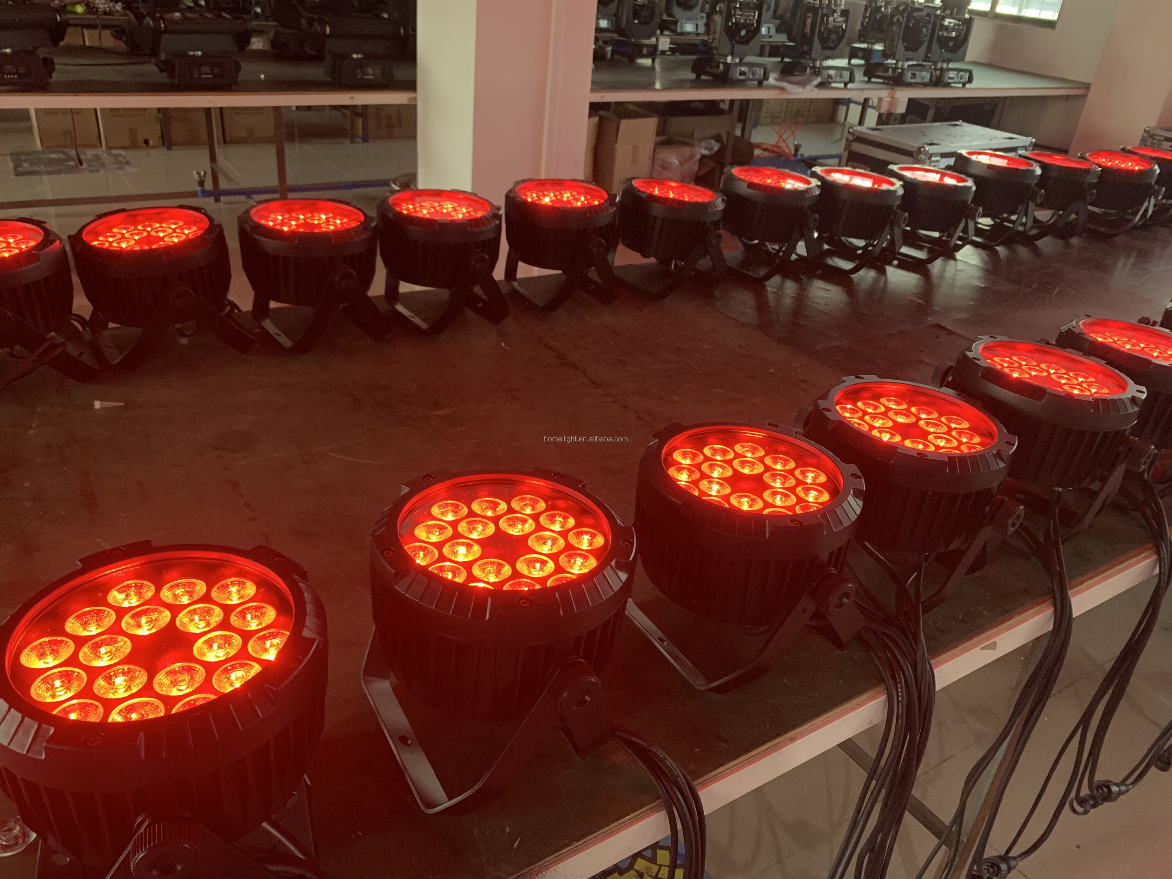 18PCS Waterproof RGBWAUV 6 In1 LED Stage Lighting Flat Par LEED Lights IP68