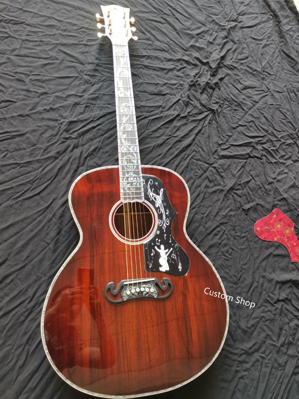 Aaaa All Solid Koa Wood 43 Inch Custom Design Jumbo Body Acoustic Guitar