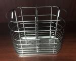 ISO Small Silver Metal Welded Wire Hanging Storage Basket 2 Compartments