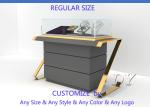 Luxury Modern Glass Jewelry Display Case Mirror Gold Stain Steel Matte Gray