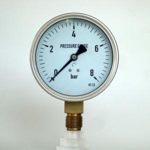 Quality 100mm Stainless Steel Case Pressure Gauge 8 Bar Brass Internals Manometer wholesale