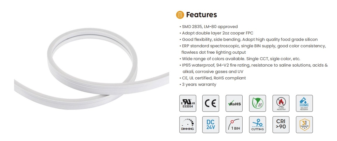 Side Bend LED Bendable Strip Lights IP65 Waterproof LongLasting Customizable Lengths
