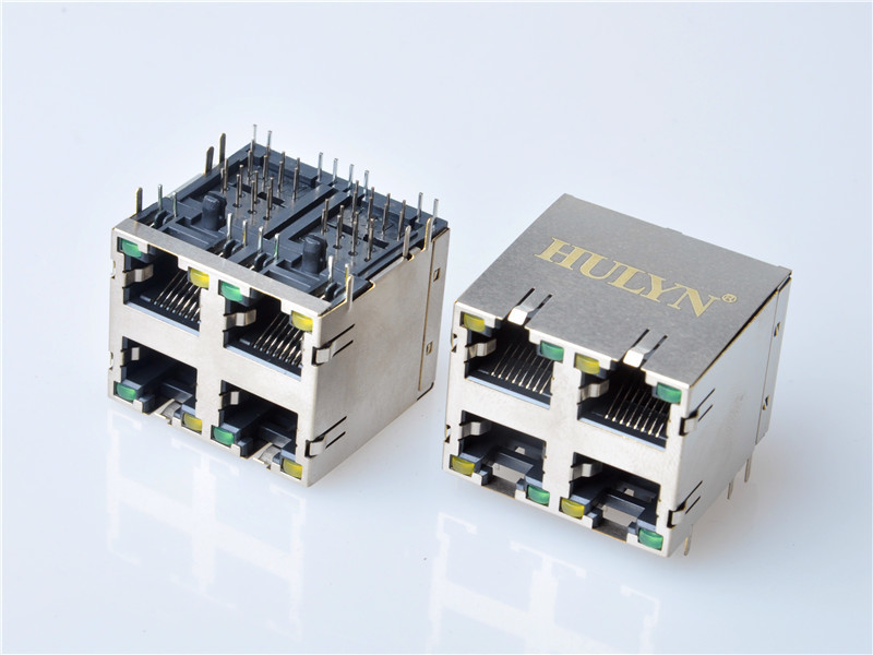 HULYN RJ45Jack, Shielded RJ45 Modular Jack Connector,with LEDs, 2x2 Ports,RJ45 connector LED