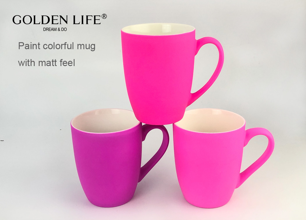 Sublimation Coated Handgrip Ceramic Coffee Mugs 400cc
