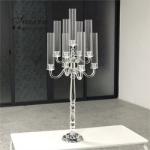 Wholesale Luxury Wedding Crystal Glass Candelabra Centerpieces 9 Arms Tall
