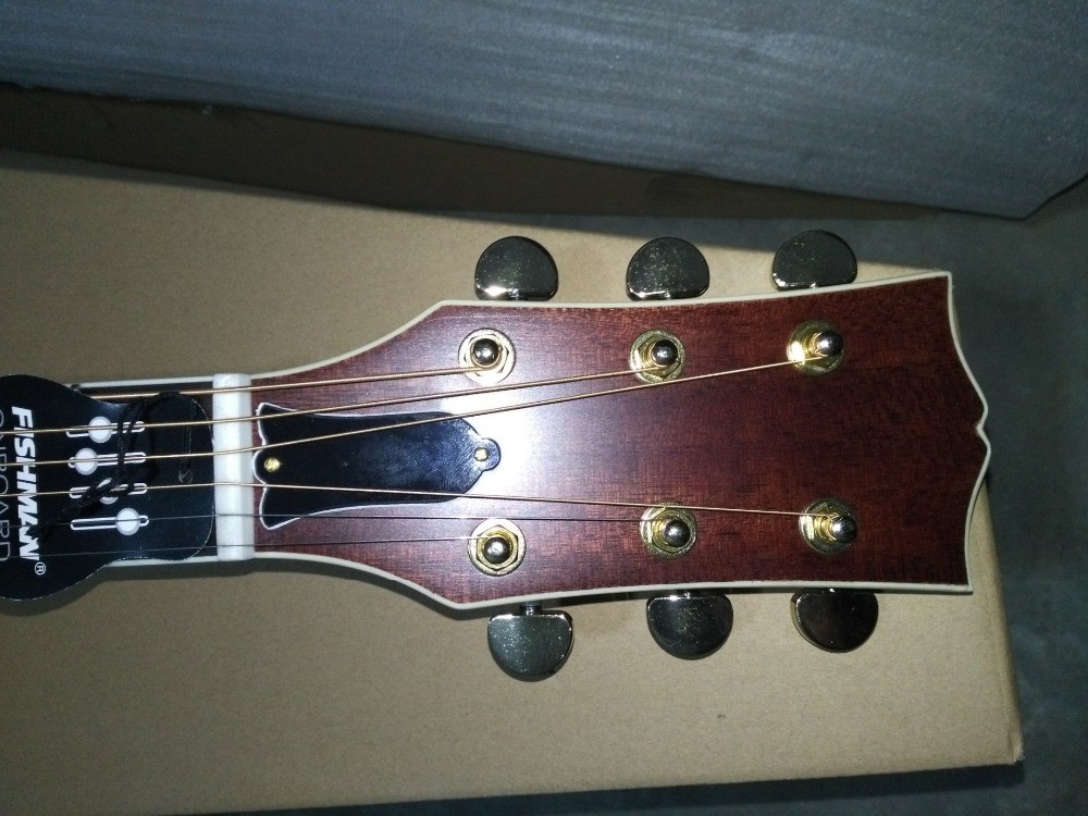 43" Jumbo satin finishing acoustic guitar hand made mahogany wood color acoustic guitar