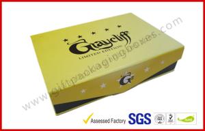 Quality Yellow Square Cigar Gift Box CMYK Printing Paper with Embossing Logo wholesale