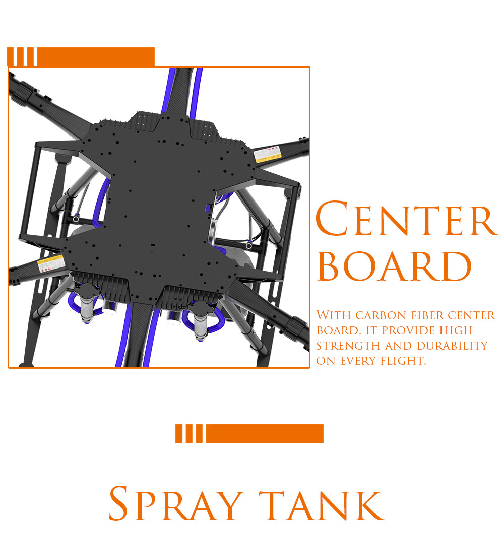 1800mm Wheelbase 6.6 Acres/Hour Agriculture UAV Drone 20L Pesticide Agri Spray Drones HXGX622