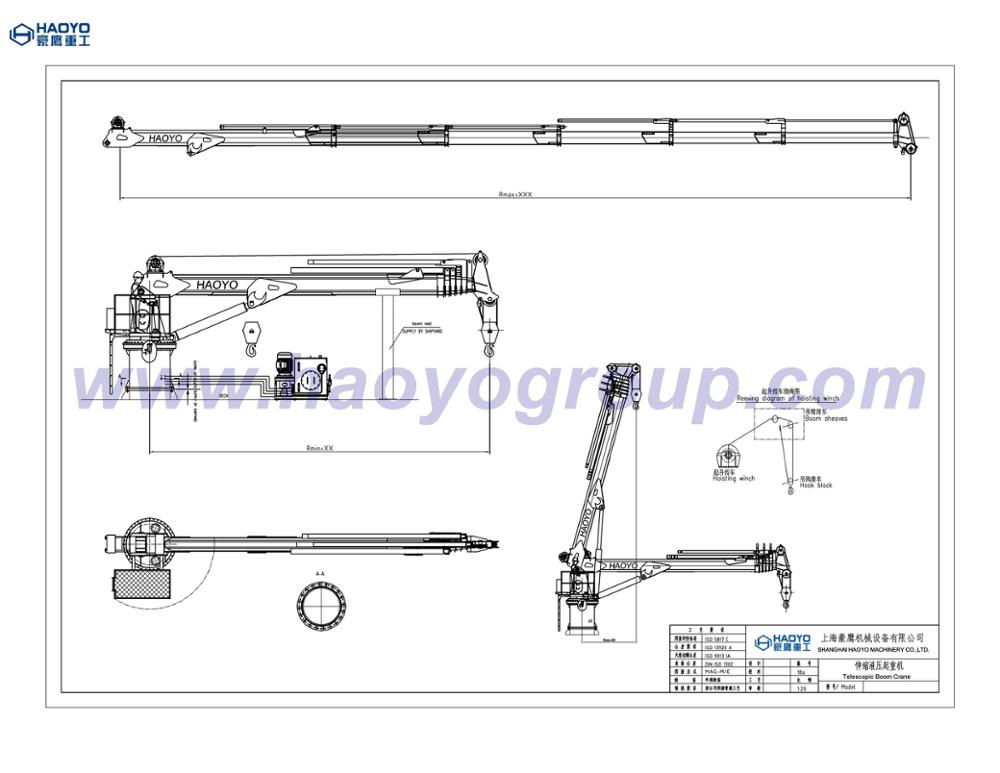 Top Weight 1t Marine Telescopic Boom Ship Deck Crane Factory Price for sale
