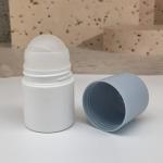 White PP Plastic Deodorant Stick Container 50ml Flat Top Lid Roll On Bottle