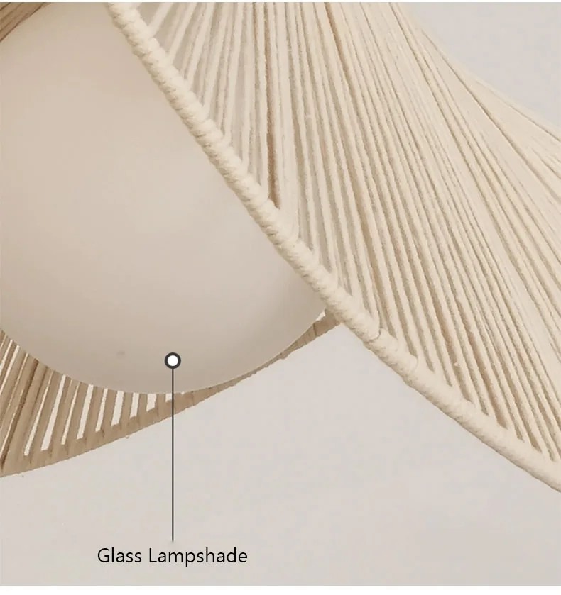 Nordic Vintage Wabi Sabi CottonRope Straw Hat Led Pendant Lights(WH-AP-578)