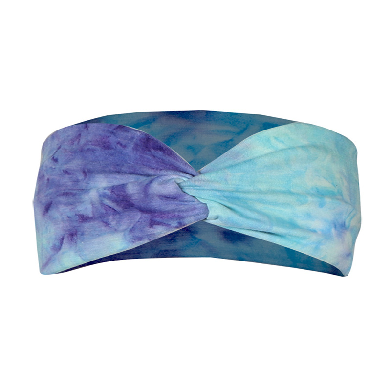 Multicolors Women Head Scarves Elastic Cross Tie Dye Headband