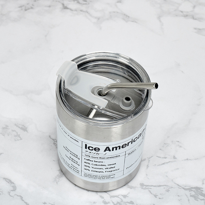 Tumbler Stainless Steel Coffee Cup Insulation With Lid And Straw American Style Portable Outside With Accompanying Straw Sealed Water Cups Double Wall