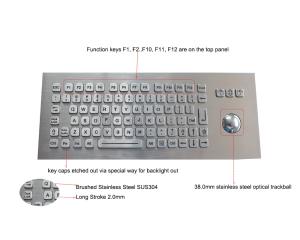 Quality Panel Mounted Metal Rugged Keyboard With Backlit USB Optical Trackball wholesale