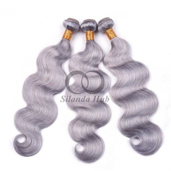 Grey Body Wave Remy Human Hair Bundles Sew In Weave Bundles Brazilian Bundle Deals