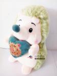 plush Hedgehog green bank pink face with heart soul in hands loverly hot sale